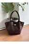 Suede Women's Shoulder Bag with Lock Detail on the Front