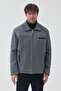 Men's Gray Color Wide Fit Zippered Quilted and Fur Lined Cashmere Coat - 6