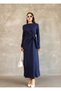 Women's Clothing Navy Blue Modal Fabric Tie Detail Long Dress