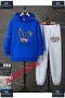 Children's Unisex Printed Hooded Tracksuit Set with a Pattern of a Rabbit with Flowers on Its Ears and Leopard Print