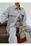 Women's Denim Fabric Shirt with Stone Detail on the Front