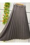 Diagonal-patterned fabric skirt, brown