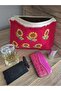 Makeup/Handbag with Sunflower Embroidery on Raw Fabric (Raw Fabric)