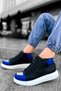 Ch267 Roma Mirror Men's Sports Casual Lace-Up Leather Boots Cbt - Black/Blue - 2