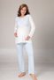 Women's Blue Jacquard Lace Detailed Winter Special Design Maternity Maternity Dressing Gown Pajama Set 3 Piece Set - 5