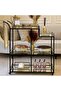 FFD Luxurious Gold Metal Serving Trolley with 3-Tier Clear Glass Shelves - Stylish 80x40x90cm