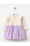 Baby Girl Cotton Lilac Tulle Bow Dress - Long Sleeve Ribana - 3
