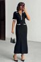 Women's Black Stylish Button Detailed Short Sleeve Knitwear Dress - 7