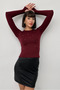 Stone Detailed Finger-Looped Long Sleeve Stretchy Modal Women's Blouse