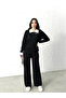Women's Navy Blue Stylish Collar Detailed Sweater Pants Bottom Top Two-Piece Knitwear Set - 6