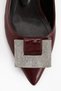 Lini Burgundy Patent Leather Buckle Short Heeled Women's Shoes - 3