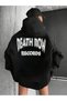 Women's Black Death Row Printed 3 Thread Hoodie Sweatshirt
