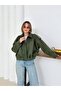 Suede Zippered Off-Shoulder Bomber Jacket - 2