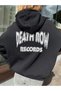 Women's Black Death Row Printed 3 Thread Hoodie Sweatshirt - 2