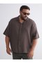 Esvab • Modern & Distinctive Large Size Cuban Roba Collar Short Sleeve Muslin Men's Shirt