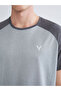 Gray crew neck Color Block men's t-shirt from plus-store - 3