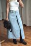 Belted Wrap Jean Skirt with Slit Women's Denim Skirt - 2