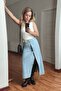 Belted Wrap Jean Skirt with Slit Women's Denim Skirt - 5