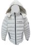 Girl'S/Boy's Cream-Colored Coat with Detachable Hood, Plush Lining, and Zipper Pockets