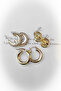 3 Piece Earring Set with Stones, Hoop, Chain - 4