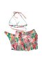 Women's 3-Piece Swimsuit - Floral Print Strappy Bikini Top, Triangle Bottom, Flounce Beach Skirt Bikini Set - 4
