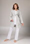 Women's Blue Melange Shawl Collar Winter Special Design Maternity Maternity Dressing Gown Pajama Set