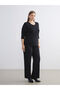 Two Mt Shop Quality Lcw Everyday Black Camisole Plain Standard & Regular Three-Quarter Sleeve Women's T-Shirt - 3
