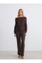 Brown Slim Fit Flared Leg Women's Trousers
