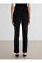 Black Slim Fit Velvet Women's Trousers - 4