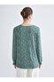 Alita City Lcw with a Difference Grace Green Combed Cotton Patterned Oval Neck Long Sleeve Women's Blouse - 4