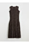 Lcwaikiki Classic Brown Crew Neck Lace Dress - 6