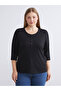 Two Mt Shop Quality Lcw Everyday Black Camisole Plain Standard & Regular Three-Quarter Sleeve Women's T-Shirt - 2