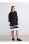 Black Crew Neck Color Block Knitwear Dress - 6