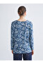 Crew Neck Patterned Blouse - 5