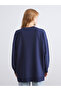 Navy Blue London Printed Oversize Women's Sweatshirt Tunic - 5