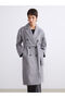 Two Mt Shop Quality Lcw Vision Gray Double-Breasted Collar Women's Cashmere Coat