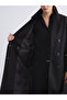 Black Double Breasted Collar Women's Stamp Coat - 3