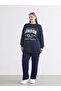 Navy Blue London Printed Oversize Women's Sweatshirt Tunic - 6