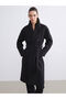 Black Double Breasted Collar Women's Stamp Coat
