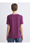 Two Mt Shop Quality Lcw Everyday Purple Plain Standard & Regular Short Sleeve Women's T-Shirt - 5