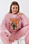 Women's Oversize Sweatshirt Banana Tropical Printed Pink – Crew Neck, 3 Thread Ribbed - 3