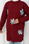 Floral Knitwear Tunic S3010 Burgundy - 3