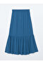 Lcw Grace Blue Women's Elastic Waist Textured Skirt - 6
