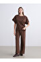 Özmarka New Season Elastic Waist Patterned Wide Leg Women's Trousers