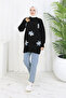 Floral Knitwear Tunic S3010 Black - 2