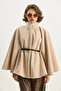 Women's Mink Boucle Fabric Araboy Belted Cashmere Poncho 8014 60284101 - 2