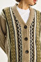 Women's Mink Ethnic Patterned Oversize V-Neck Buttoned Thick Knitwear Cardigan 5057 60283576 - 5