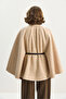 Women's Mink Boucle Fabric Araboy Belted Cashmere Poncho 8014 60284101 - 6