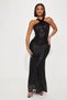 Women's Low-Cut Glittering Sequin Lace Evening Dress Party Graduation after Party Night Dress