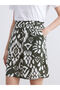 Green Patterned Women's Shorts with Elastic Waist - 3
